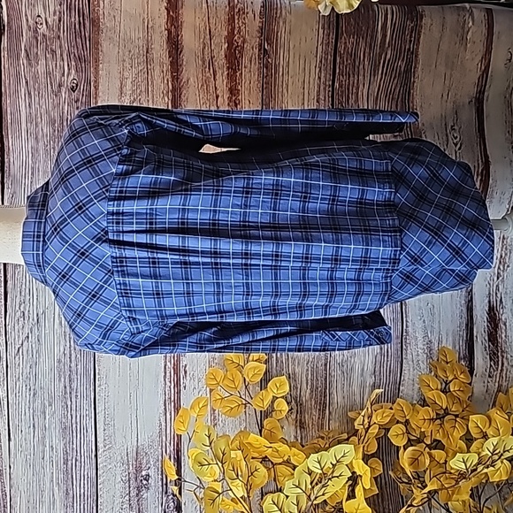 NEW J JILL BLUE PLAID OVERSIZED LONG SLEEVE BUTTON-UP SHIRT - Picture 8 of 15